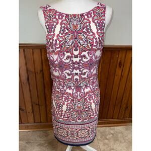 Womens Vince Camuto Sleeveless Paisley‎ Pink Stretchy Knee Length Dress Size 6